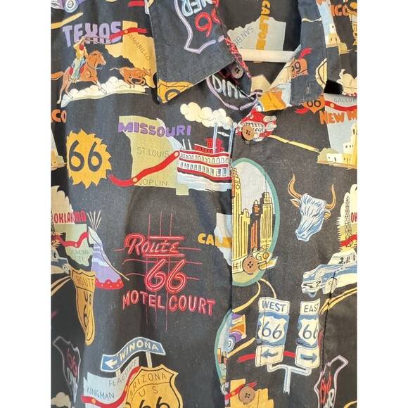 High Seas Trading Company Shirt Mens 2XL Black Route 66 Mens Button Cotton - Picture 3 of 7